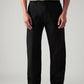 Men's Black Loose Fit Mid Rise Chinos - Front View