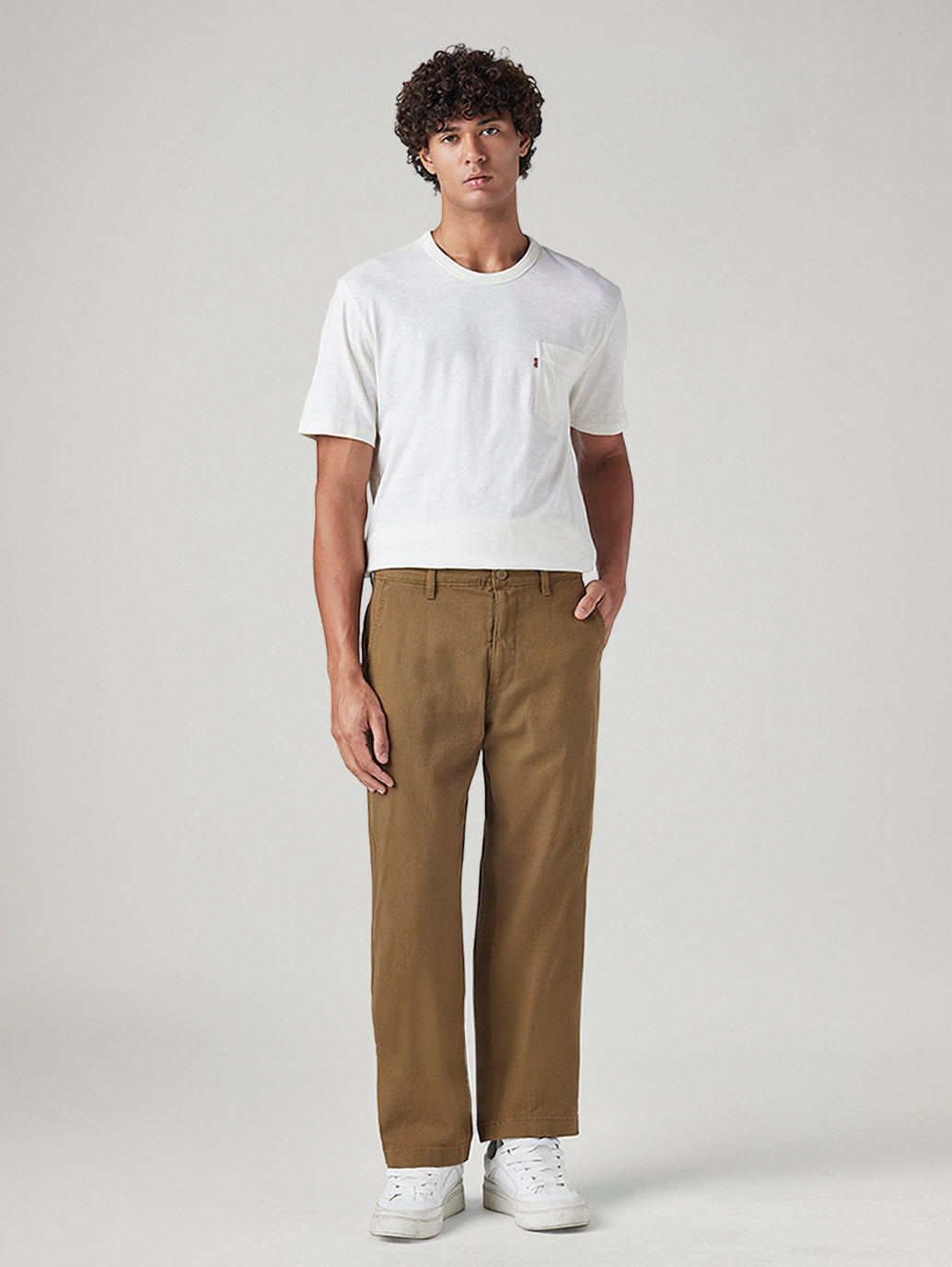 Men's Loose Fit Mid Rise Chinos - Front View