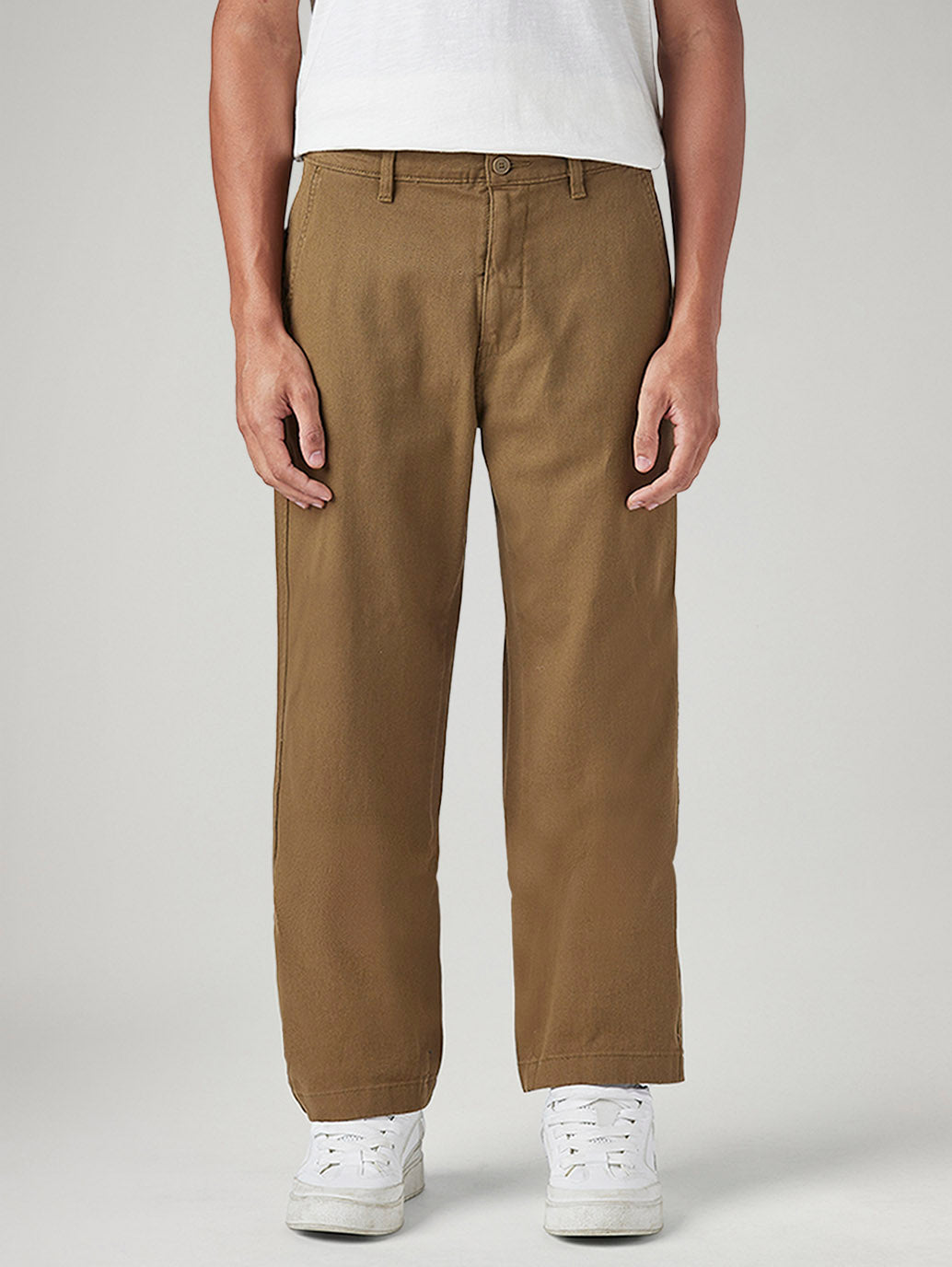 Men's Loose Fit Mid Rise Chinos - Front View