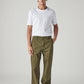 Men's Olive Loose Fit Mid Rise Chinos - Front View