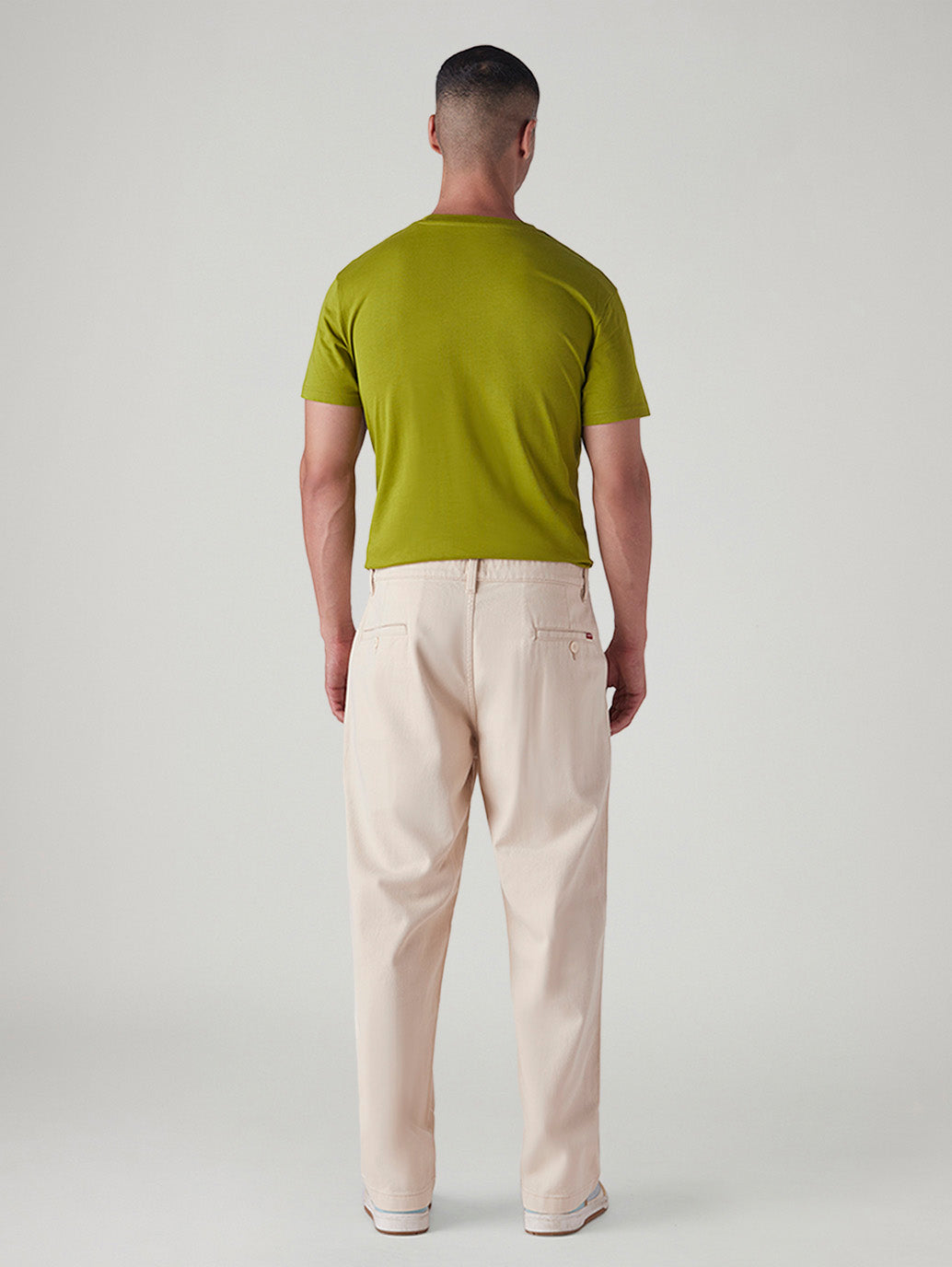 Men's Off White Loose Fit Mid Rise Chinos - Back View
