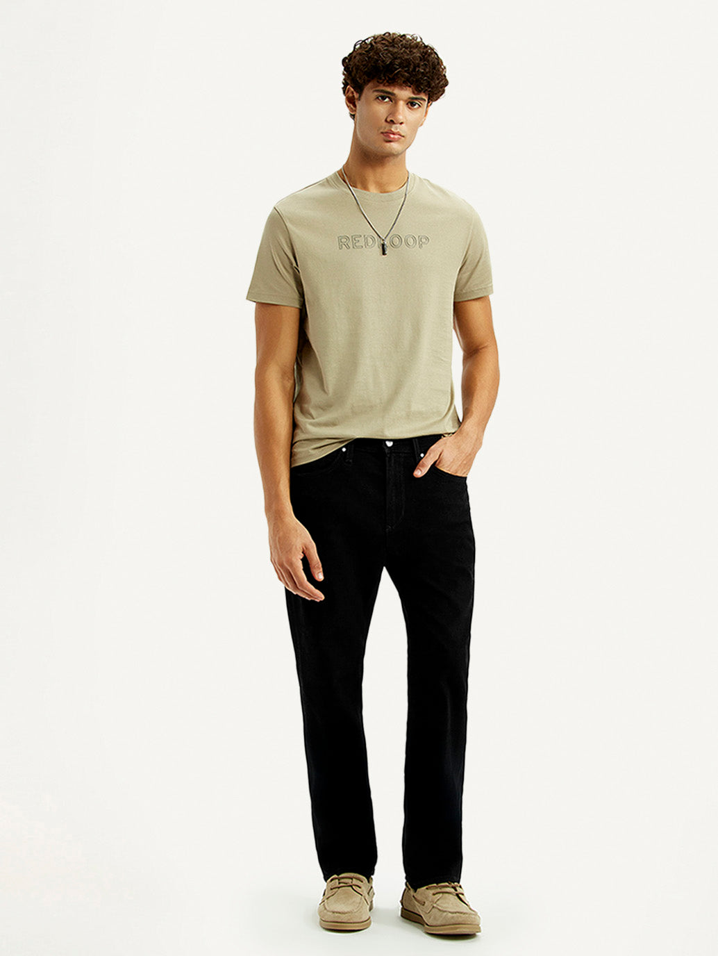 Men's Redloop 505 Black Straight Fit Mid Rise Jeans