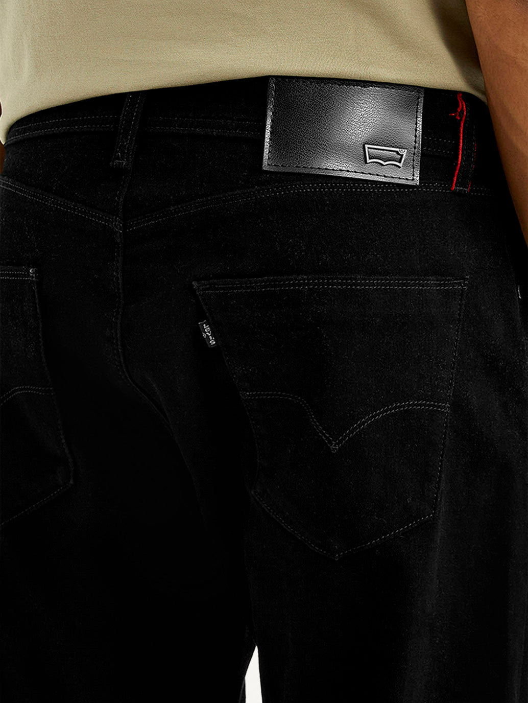 Men's Redloop 505 Black Straight Fit Mid Rise Jeans - Detail View
