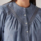 Women's Embroidered Blue Band Neck Top - Detail View