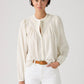Women's Embroidered Off-White Band Neck Top - Styleshot View
