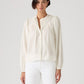 Women's Embroidered Off-White Band Neck Top - Front View