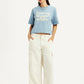 Women's Off White Loose Fit Mid Rise Cargos - Styleshot View