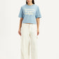 Women's Off White Loose Fit Mid Rise Cargos - Front View