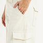 Women's Off White Loose Fit Mid Rise Cargos - Detail View
