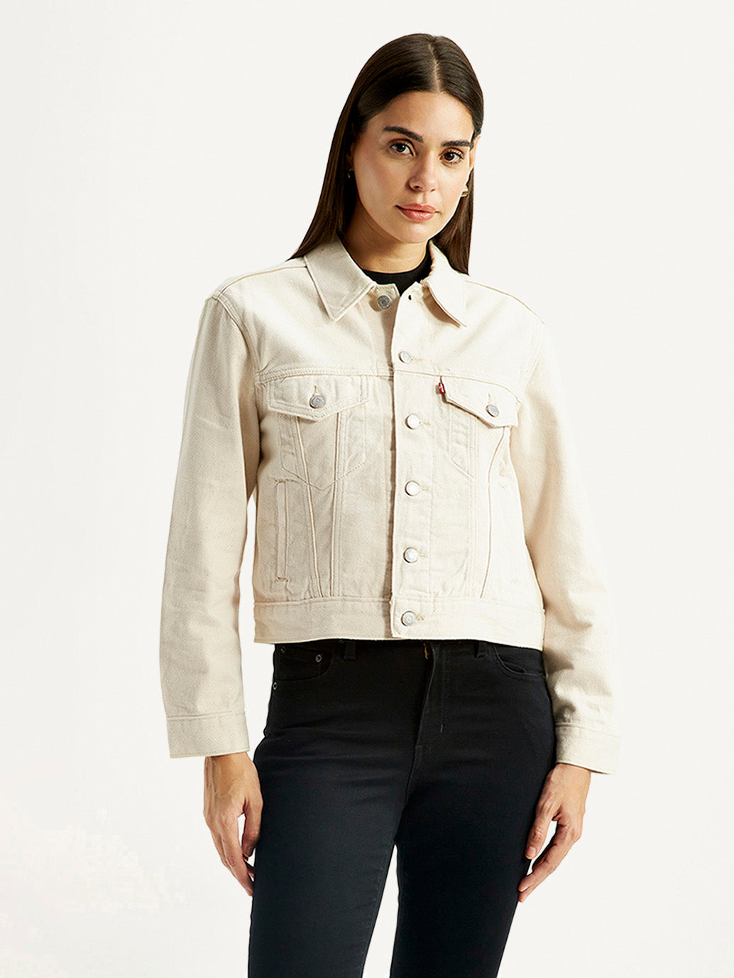 Women's Beige Slim Fit Trucker Jacket