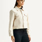 Women's Beige Slim Fit Trucker Jacket - Side View