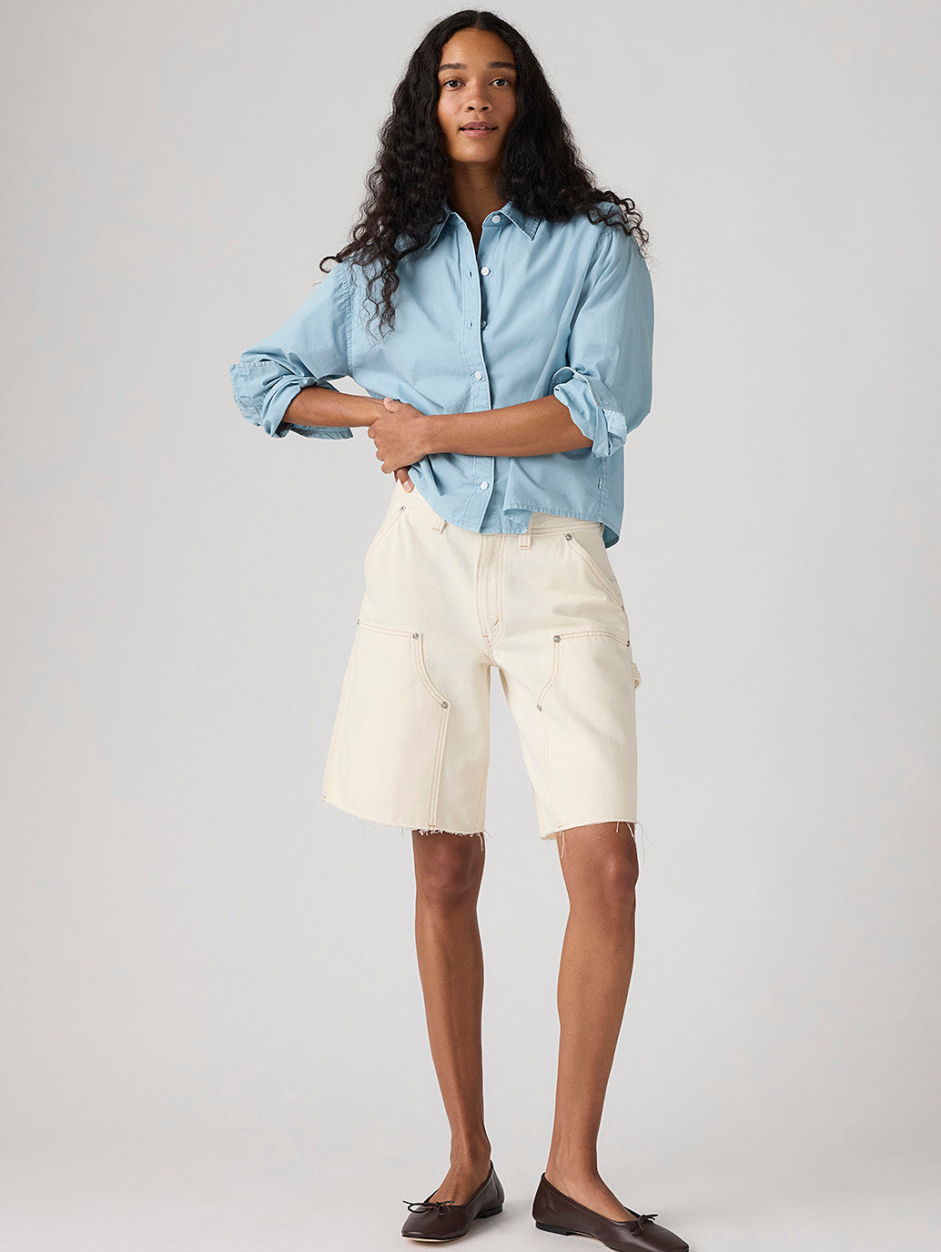 Women's Baggy Dad Utility Shorts - Styleshot View