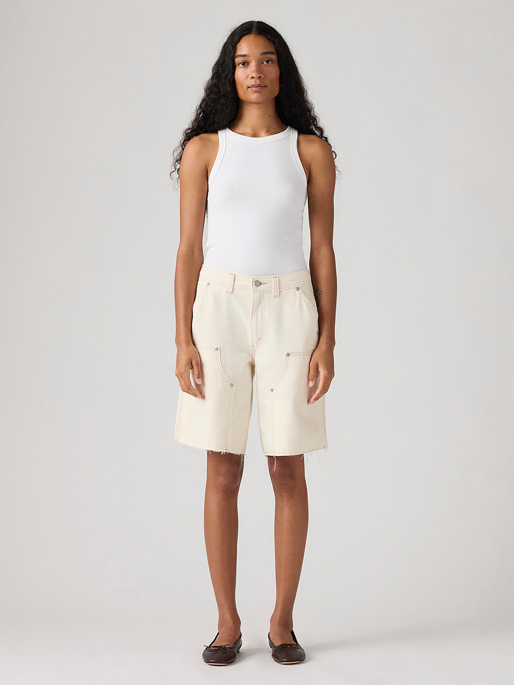 Women's Baggy Dad Utility Shorts - Front View