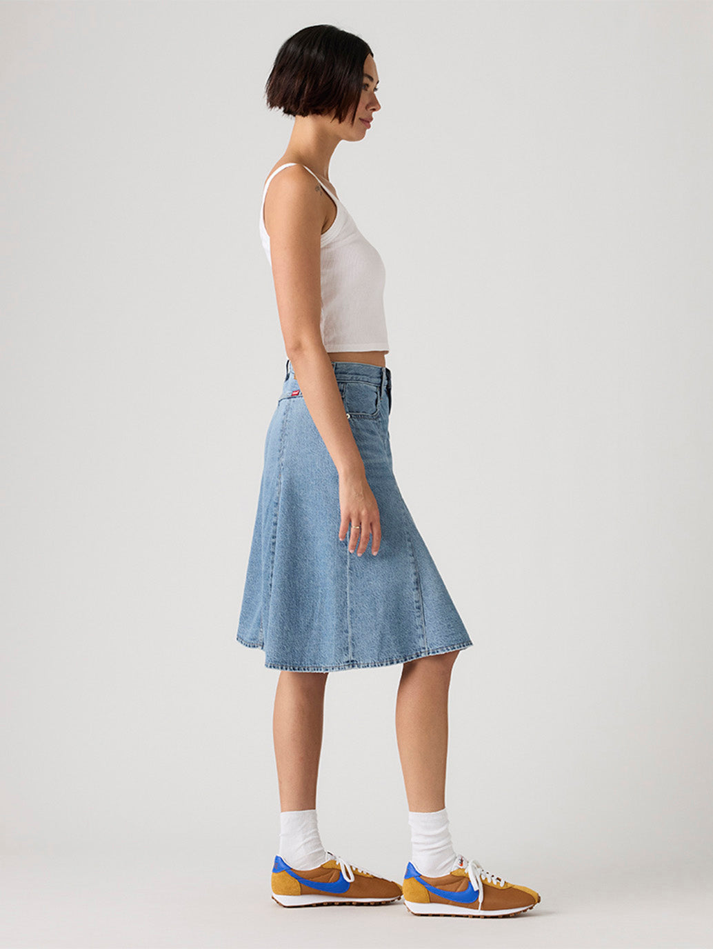 Women's Blue Regular Fit Mid Rise Skirt - Side View