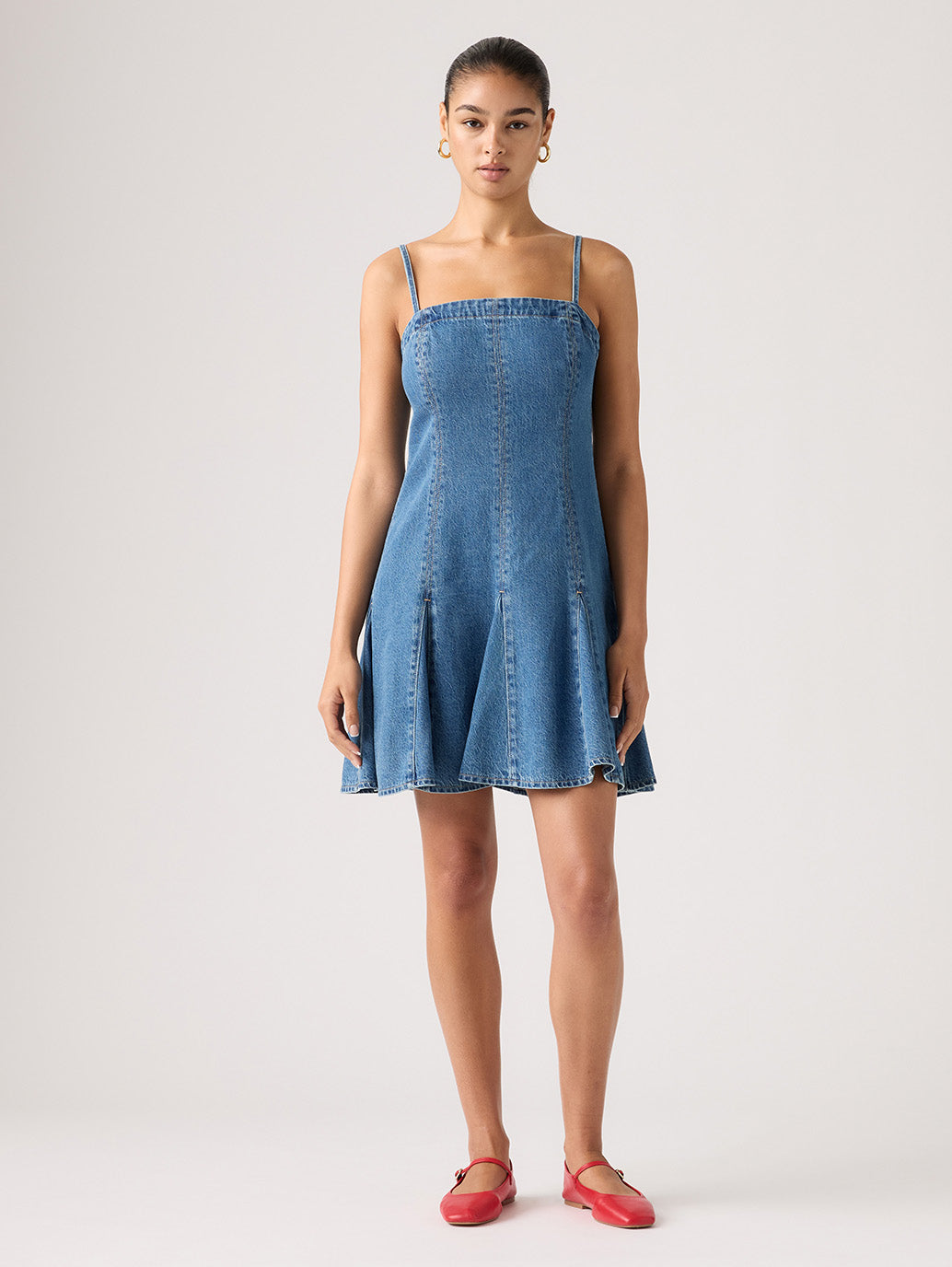 Levi's® Premium Denim Godet Dress - Front View