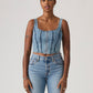 Women's Seamed Zip Bustier Top - Front View