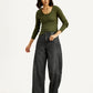 Women's Black XL Straight Loose Fit Mid Rise Jeans - Styleshot View