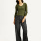Women's Black XL Straight Loose Fit Mid Rise Jeans - Front View
