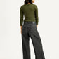 Women's Black XL Straight Loose Fit Mid Rise Jeans - Back View