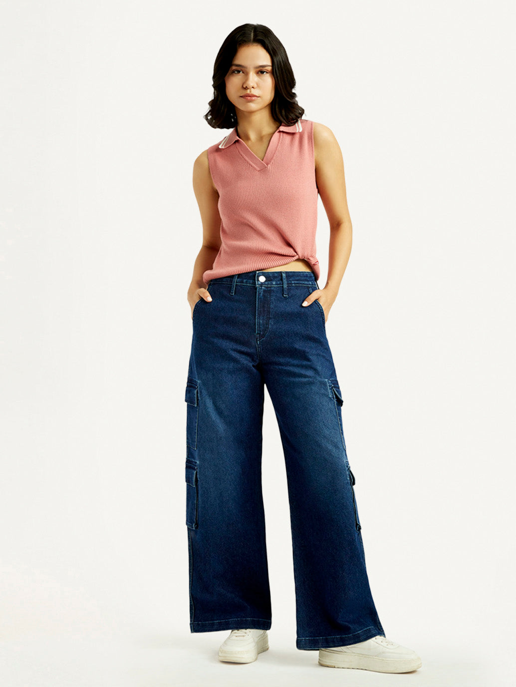 Women's 94 Dark Indigo Baggy Fit Mid Rise Jeans