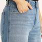 Women's 94 Blue Baggy Fit Mid Rise Jeans - Detail View