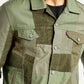 Men's Patchwork Green Trucker Jacket - Detail View