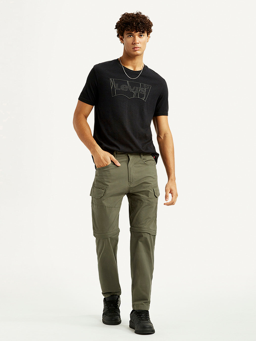Men's Olive Slim Fit Cargos