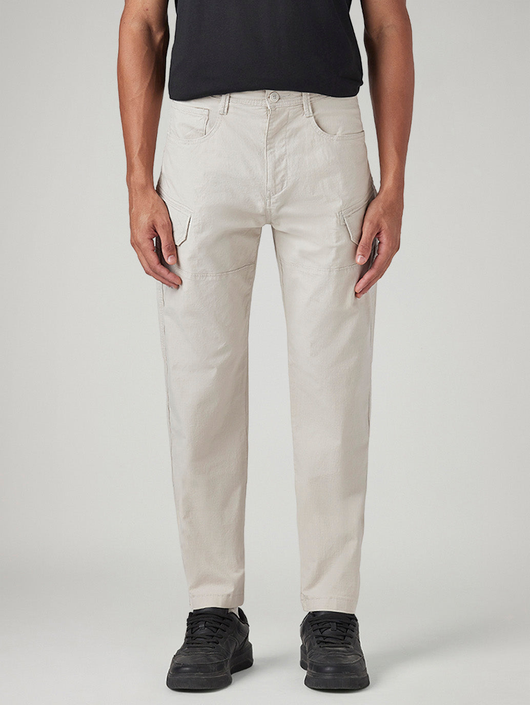 Men's Slim Fit Low Boll Zip Off Commuter Cargo Trousers - Front View