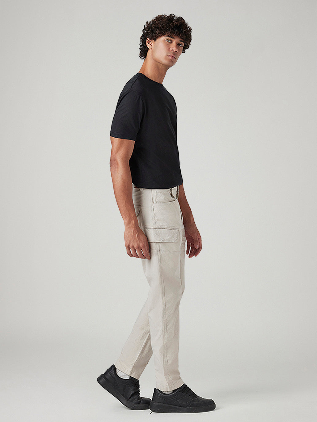 Men's Slim Fit Low Boll Zip Off Commuter Cargo Trousers - Side View