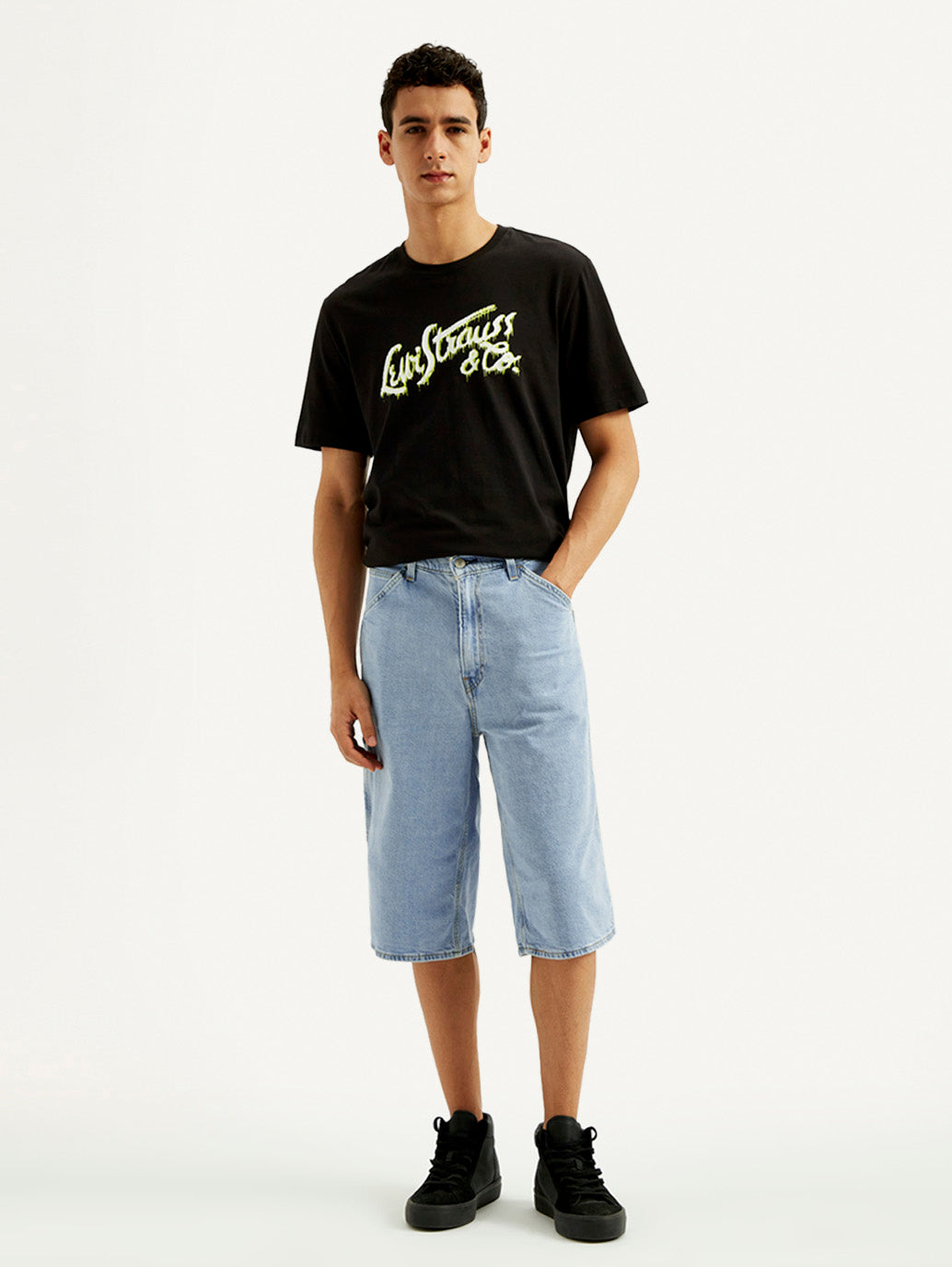Men's Light-Blue Loose Fit Shorts