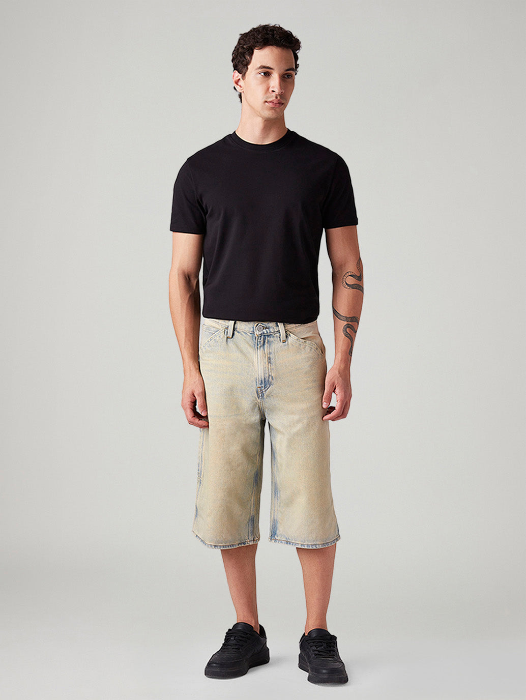 Men's 568 Light Blue Loose Fit Mid Rise Shorts - Front View