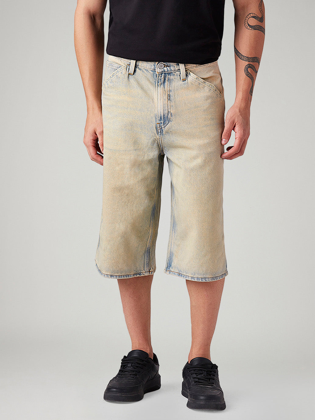 Men's 568 Light Blue Loose Fit Mid Rise Shorts - Front View