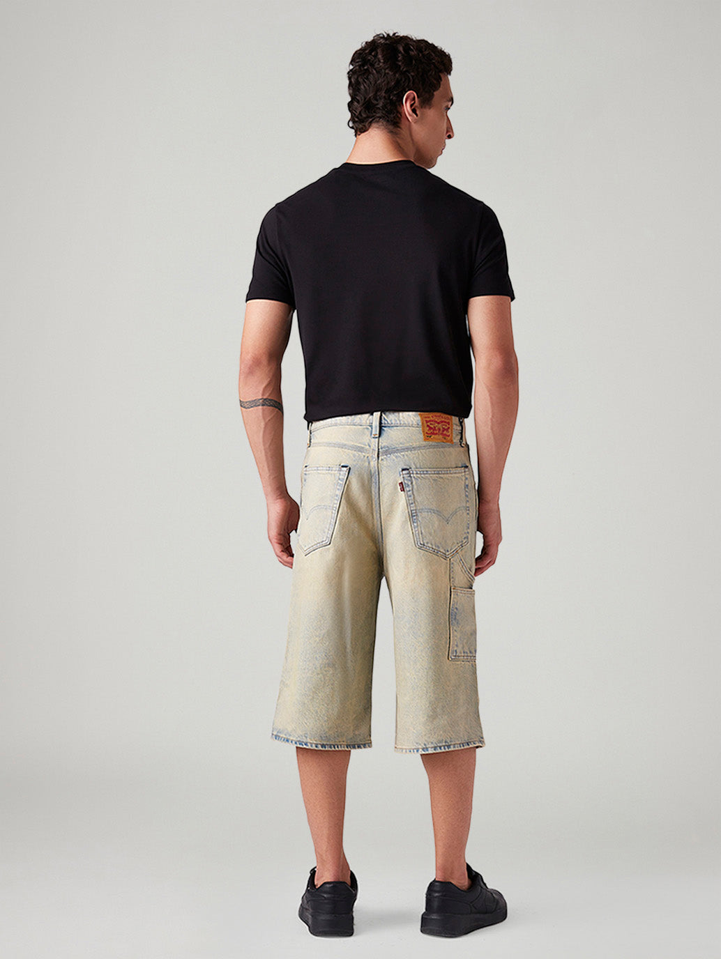 Men's 568 Light Blue Loose Fit Mid Rise Shorts - Back View