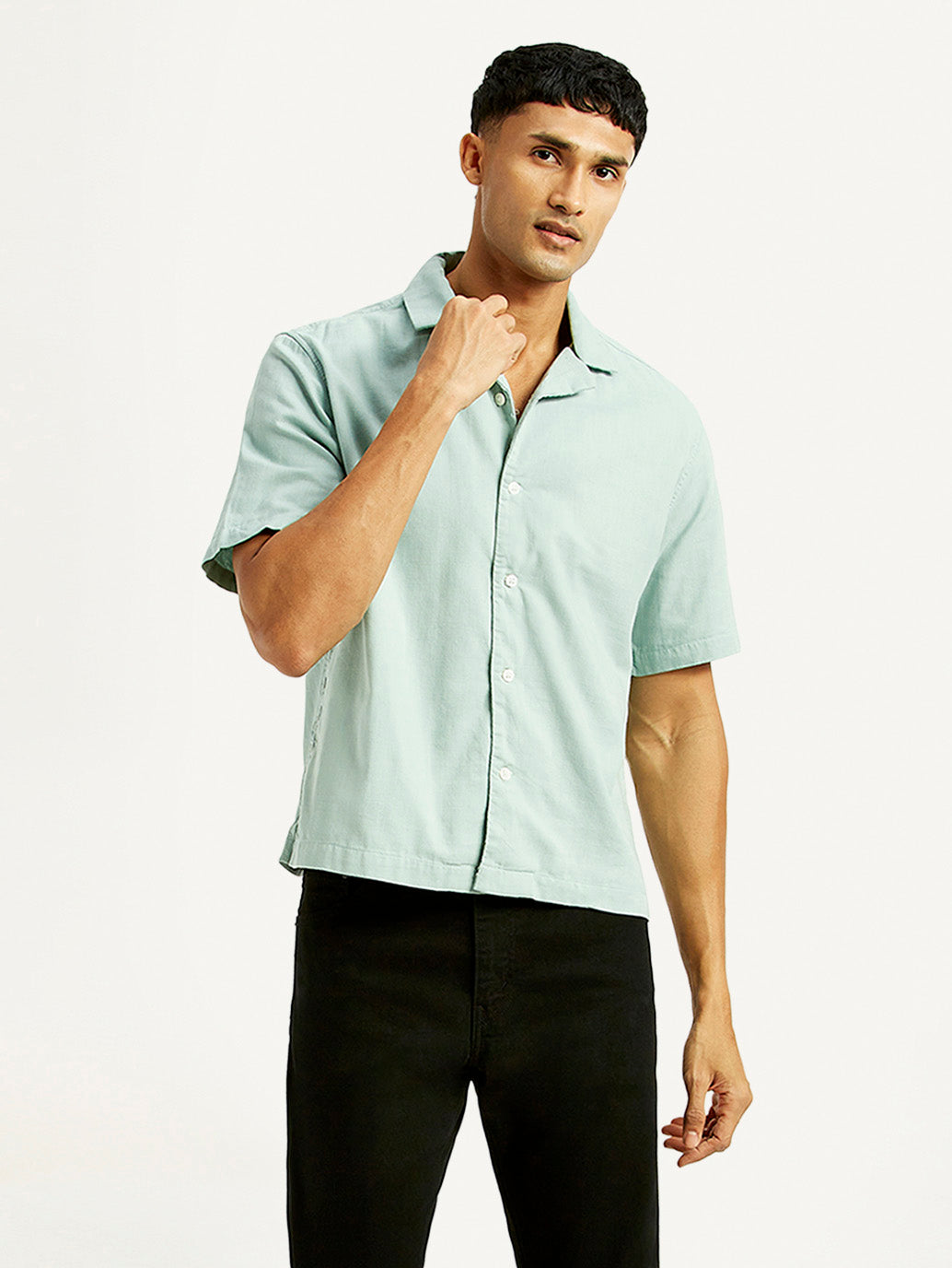 Men's Solid Boxy Fit Resort Collar Shirt