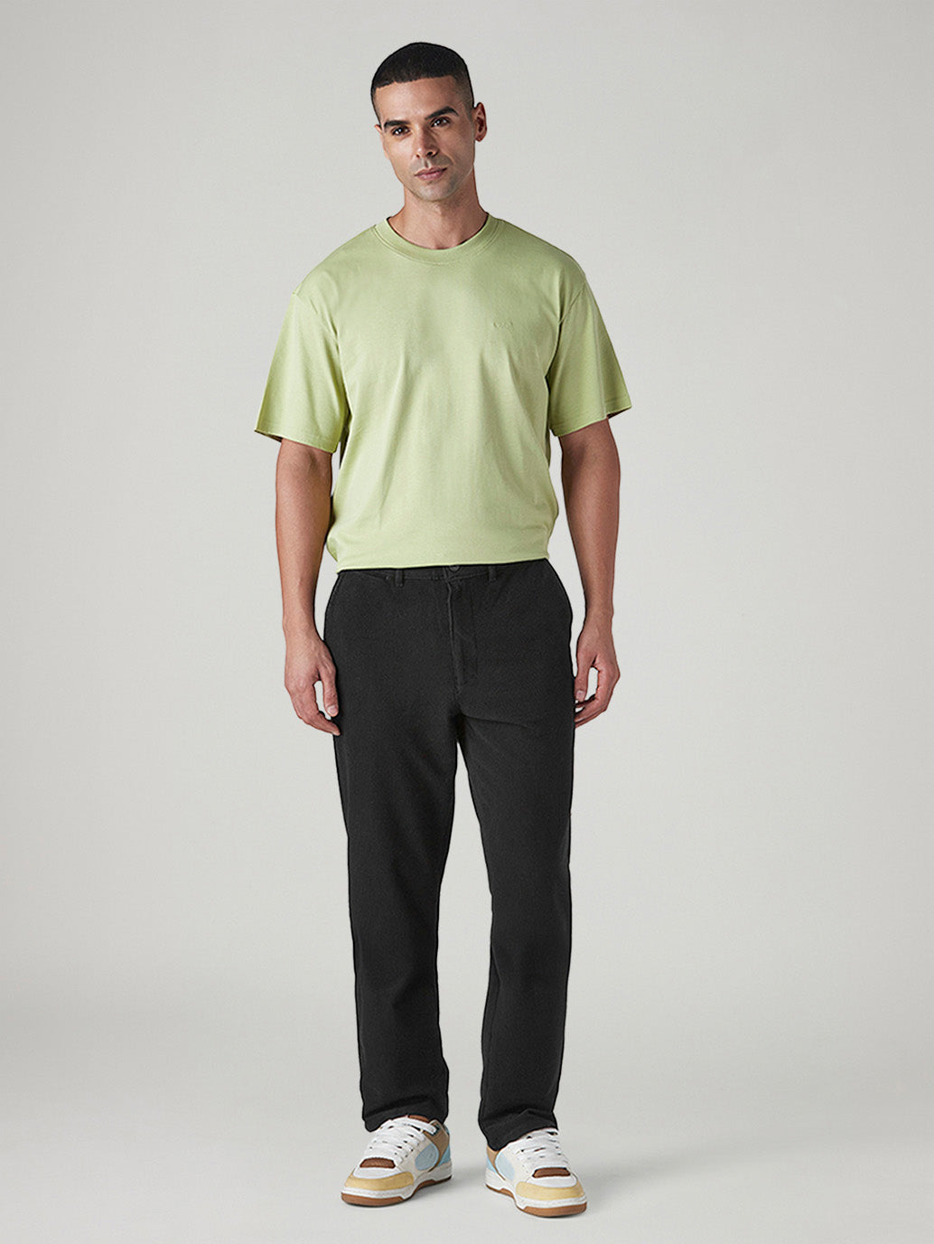 Men's Authentic Relaxed Straight Fit Mid Rise Corduroy Chinos - Front View