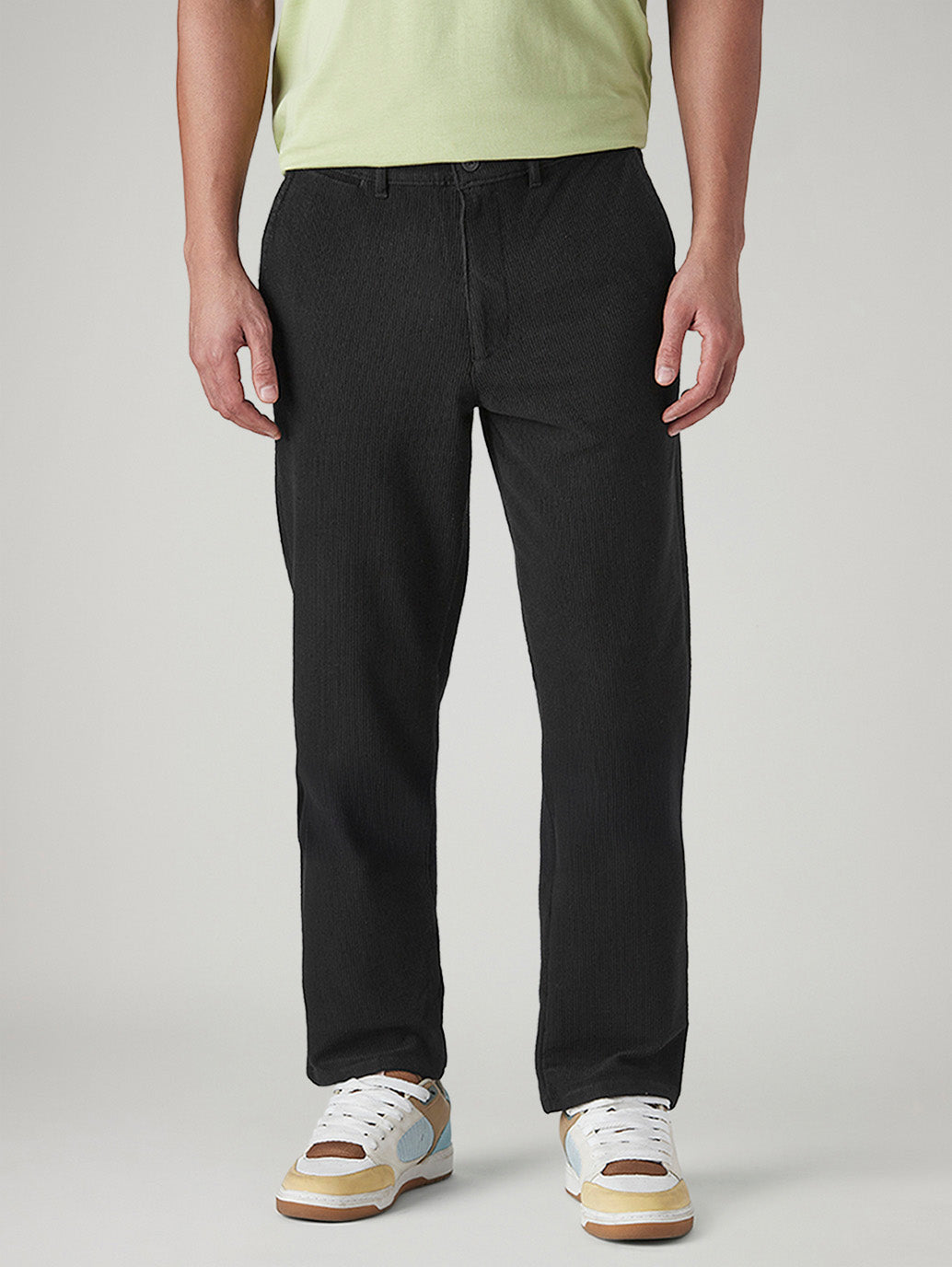 Men's Authentic Relaxed Straight Fit Mid Rise Corduroy Chinos - Front View