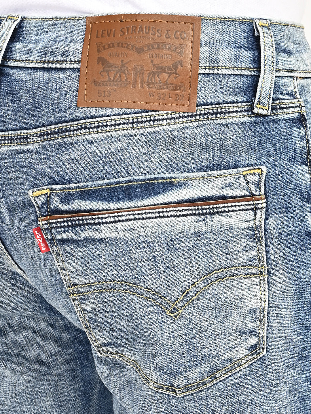Men's 513 Blue Slim Straight Fit Mid Rise Jeans - 20 View