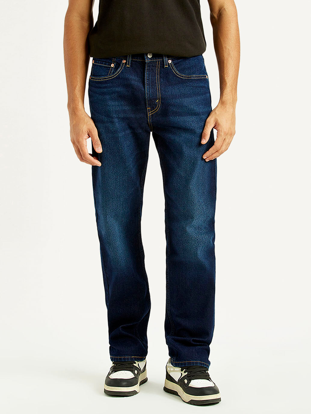 Men's 505 Dark Indigo Straight Fit Mid Rise Jeans - Front View