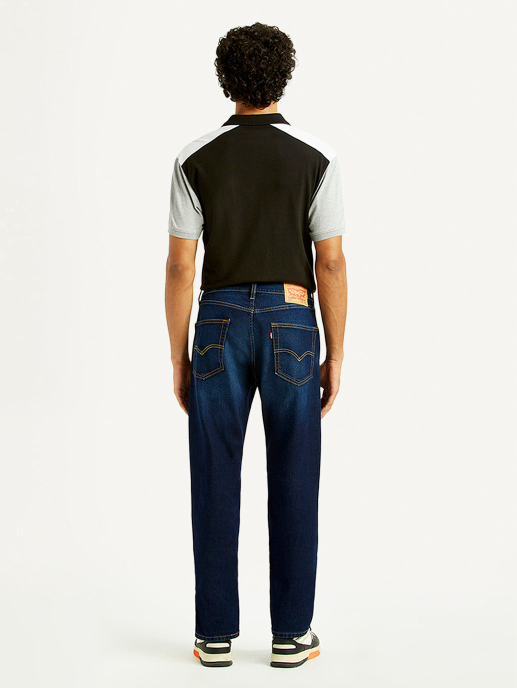 Men's 505 Dark Indigo Straight Fit Mid Rise Jeans - Back View