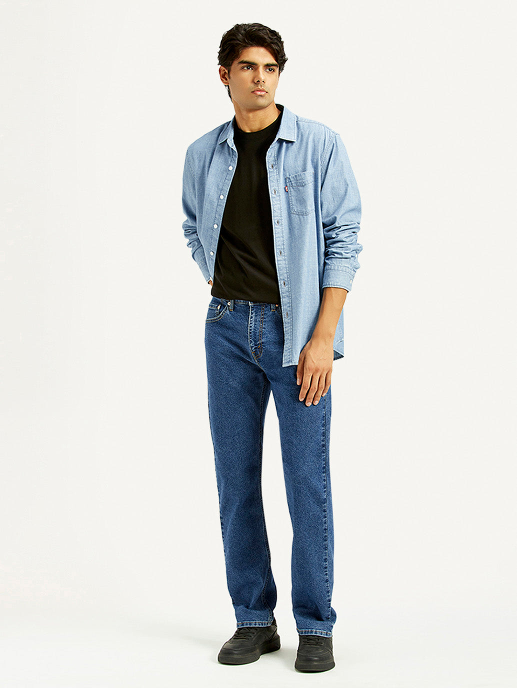 Men's 505 Med Indigo Straight Fit Mid Rise Jeans - Styleshot View
