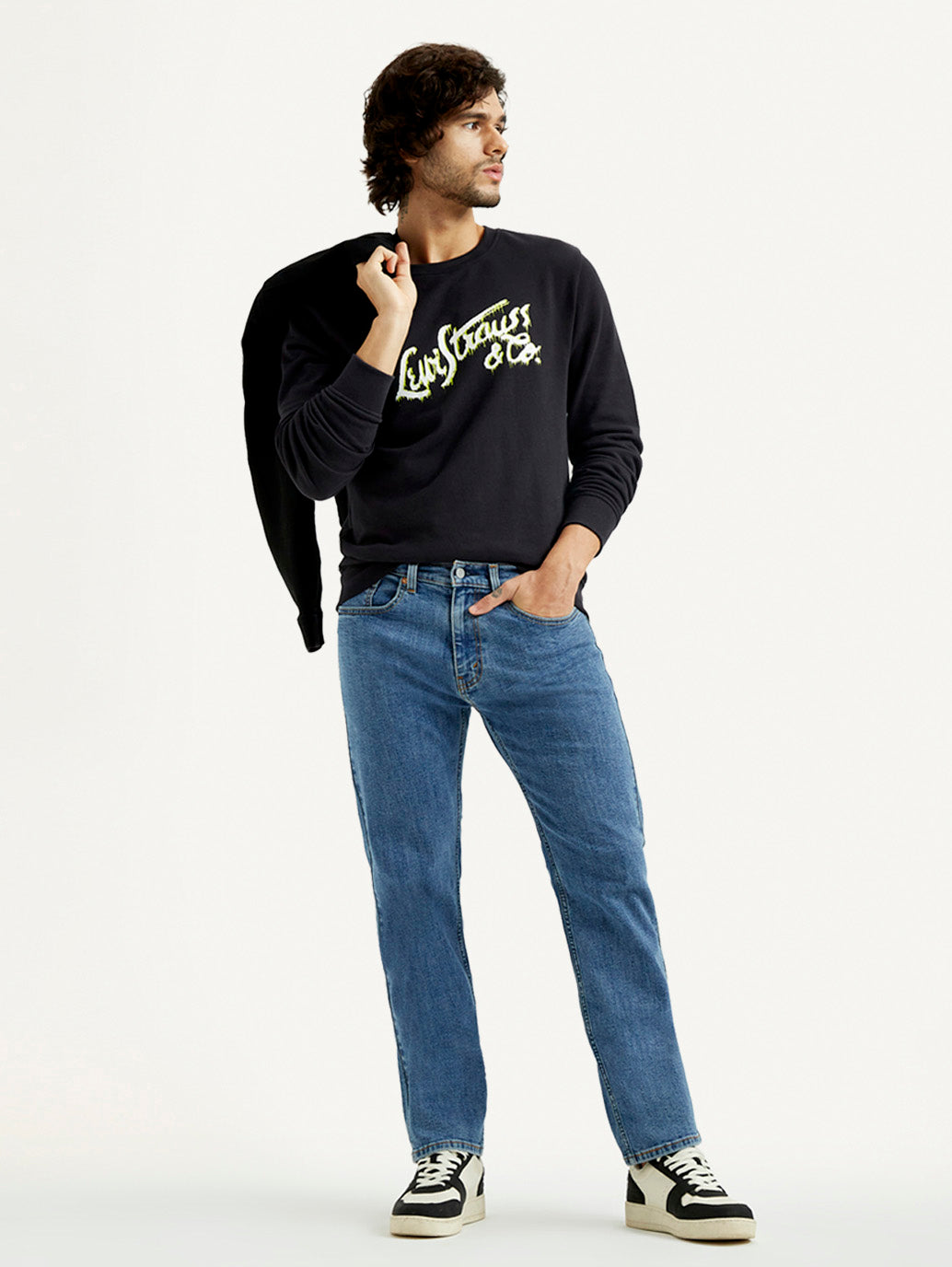 Men's 505 Mid Indigo Straight Fit Mid Rise Jeans - Styleshot View