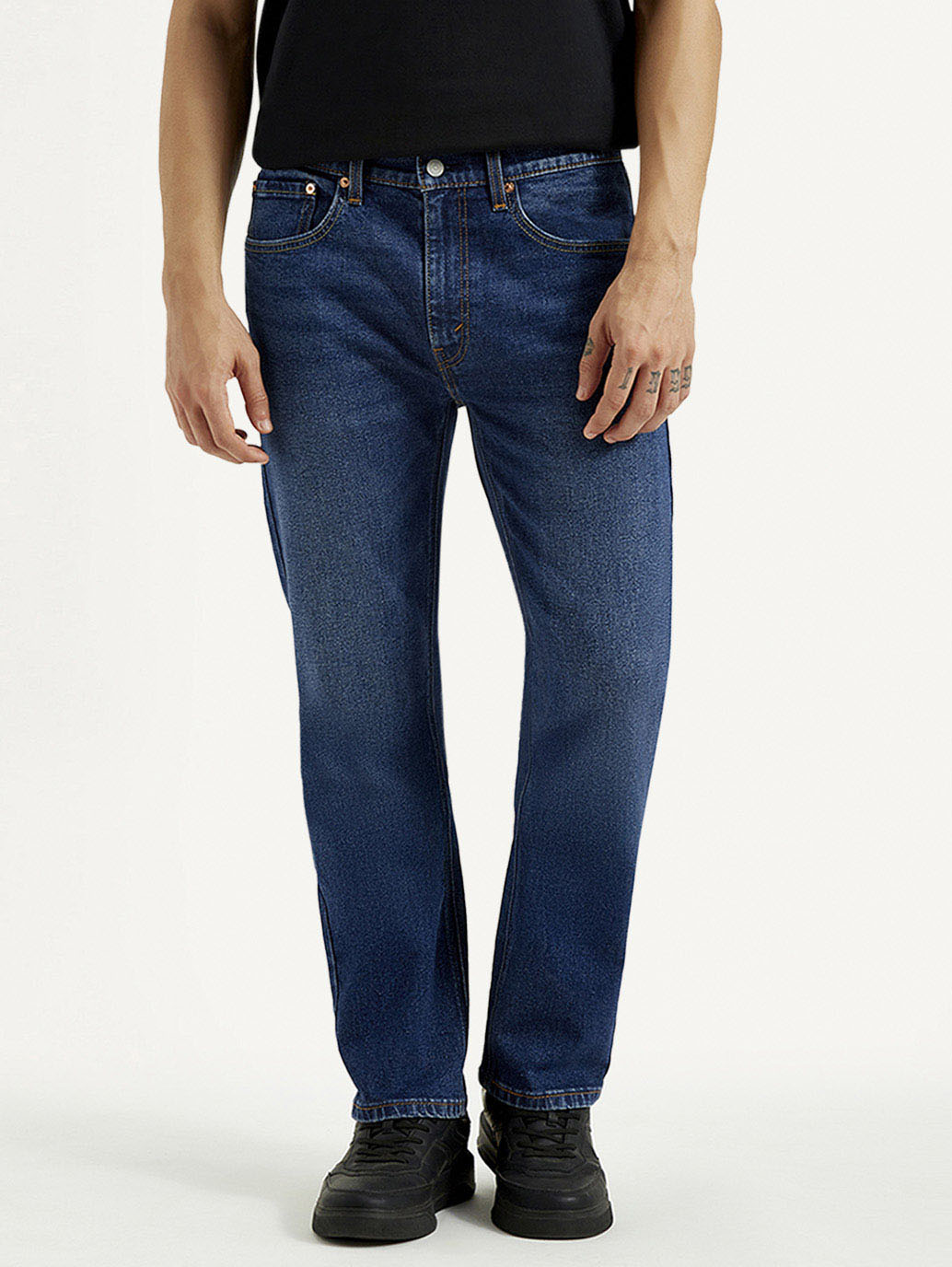 Men's 505 Dark Indigo Straight Fit Mid Rise Jeans - Front View