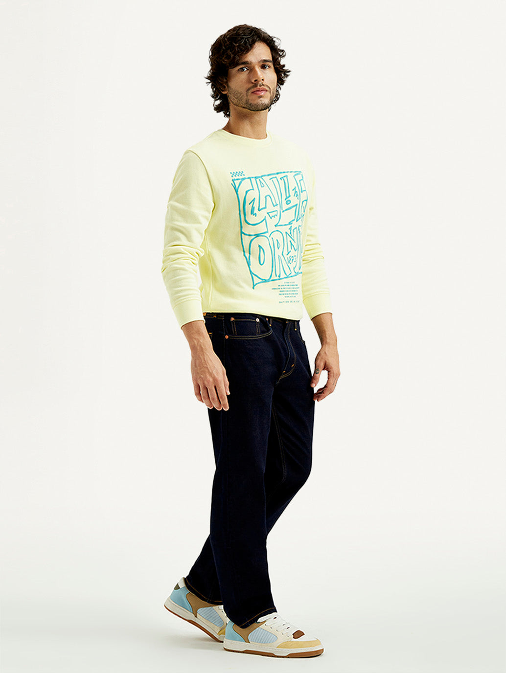 Men's 505 Dark Indigo Straight Fit Mid Rise Jeans - Side View