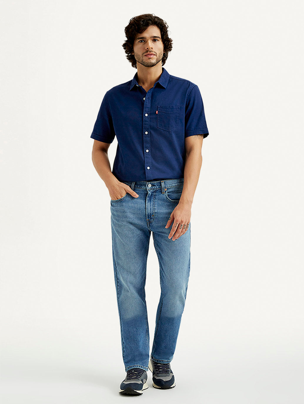 Men's 505 Med Indigo Straight Fit Mid Rise Jeans - Front View