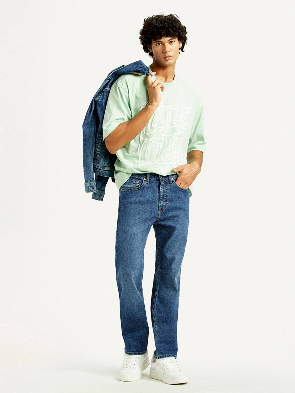 Men's 505 Med Indigo Straight Fit Mid Rise Jeans - Styleshot View