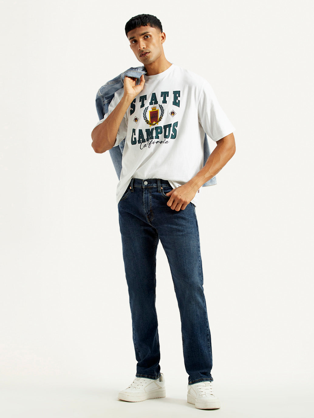 Men's 505 Dark Indigo Straight Fit Mid Rise Jeans