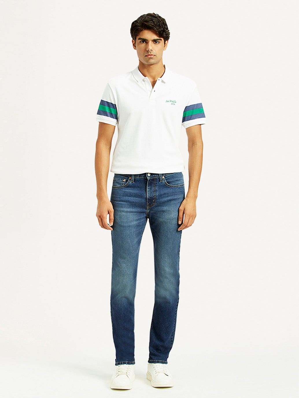 Men's 505 Dark Indigo Straight Fit Mid Rise Jeans - Front View