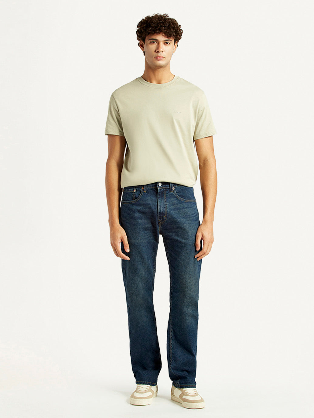 Men's 505 Dark Indigo Straight Fit Mid Rise Jeans - Front View