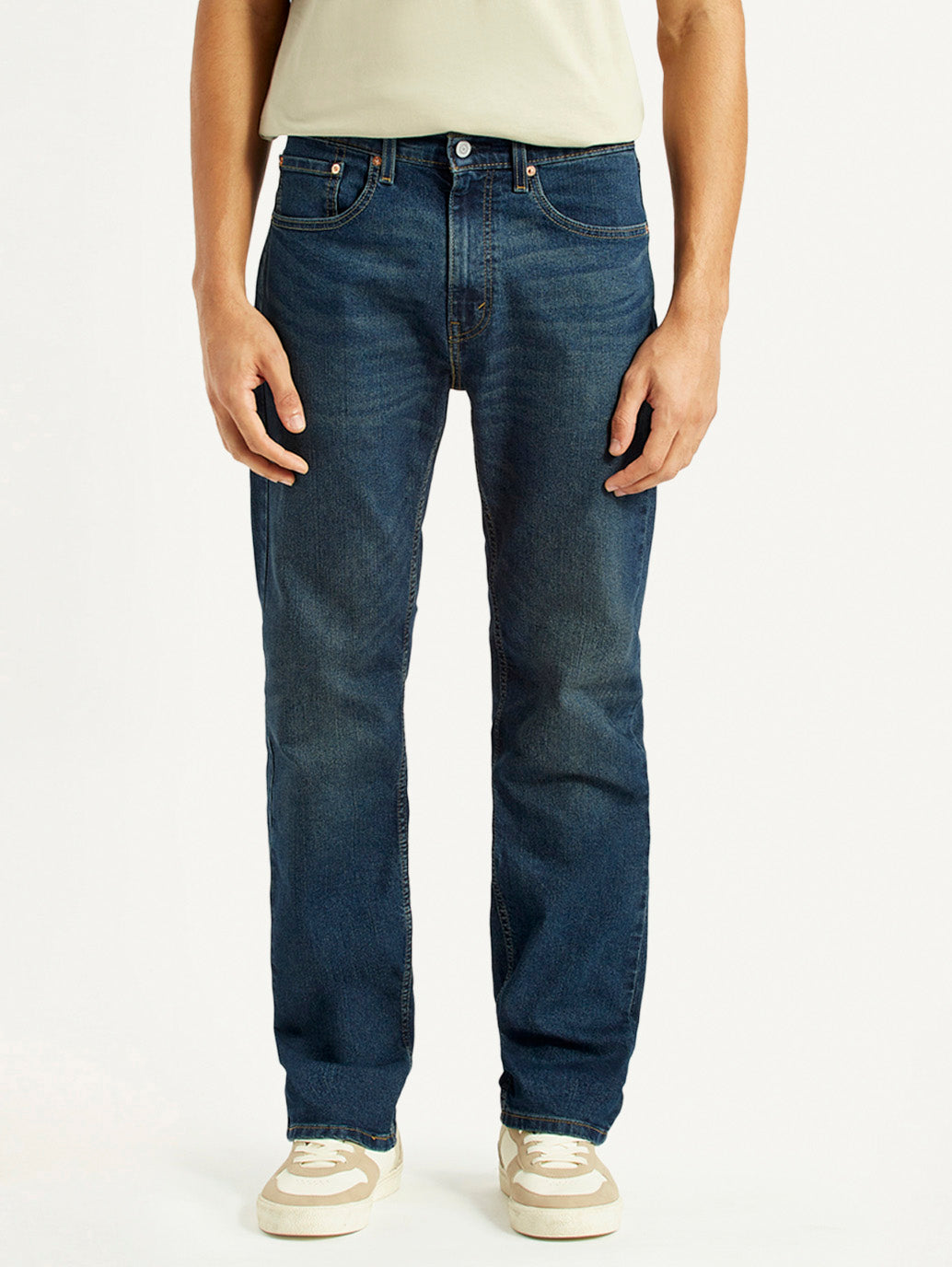 Men's 505 Dark Indigo Straight Fit Mid Rise Jeans - Front View