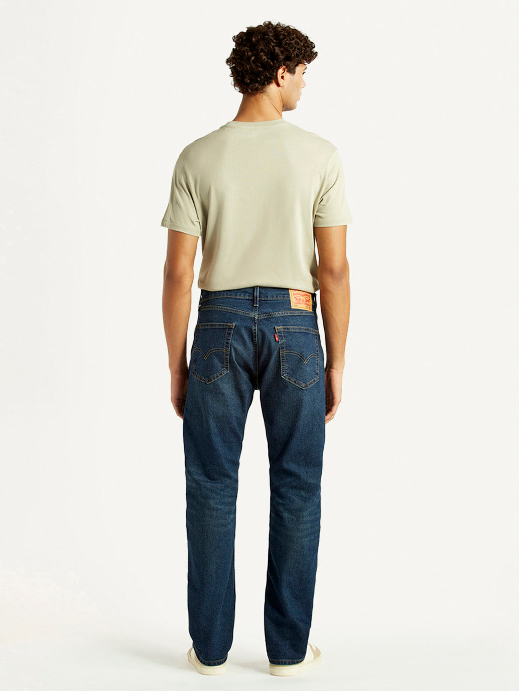Men's 505 Dark Indigo Straight Fit Mid Rise Jeans - Back View